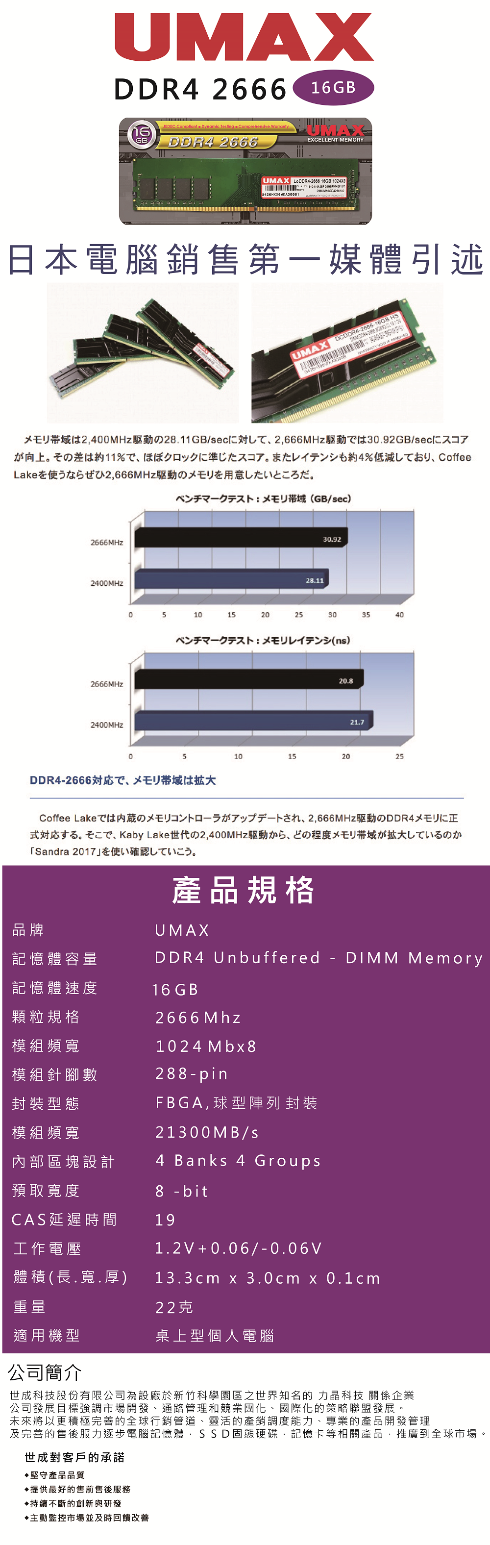UMAX DDR4 2666 16GB 桌上型記憶體- PChome 24h購物
